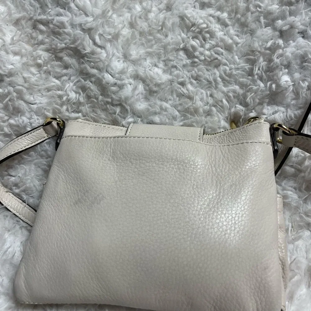 MICHAEL KORS Fulton Pebbled Leather Beige Crossbody Organizer Bag - Picture 9 of 15